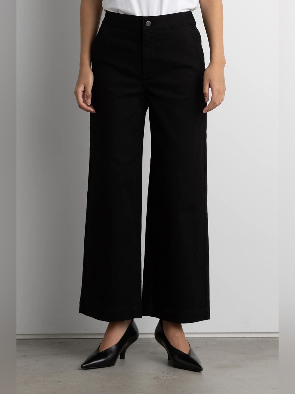 Oak + Fort cropped length twill wide leg pant